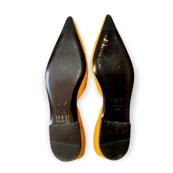Roger Vivier Mustard Suede Leather D'Orsay Pointed Toe Flats size 38.5 EU - Picture 6 of 12